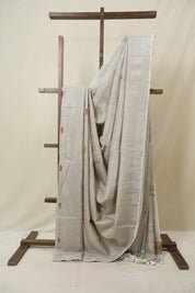 Beige Tissue Linen Jamdani Saree - SRBTLJS187