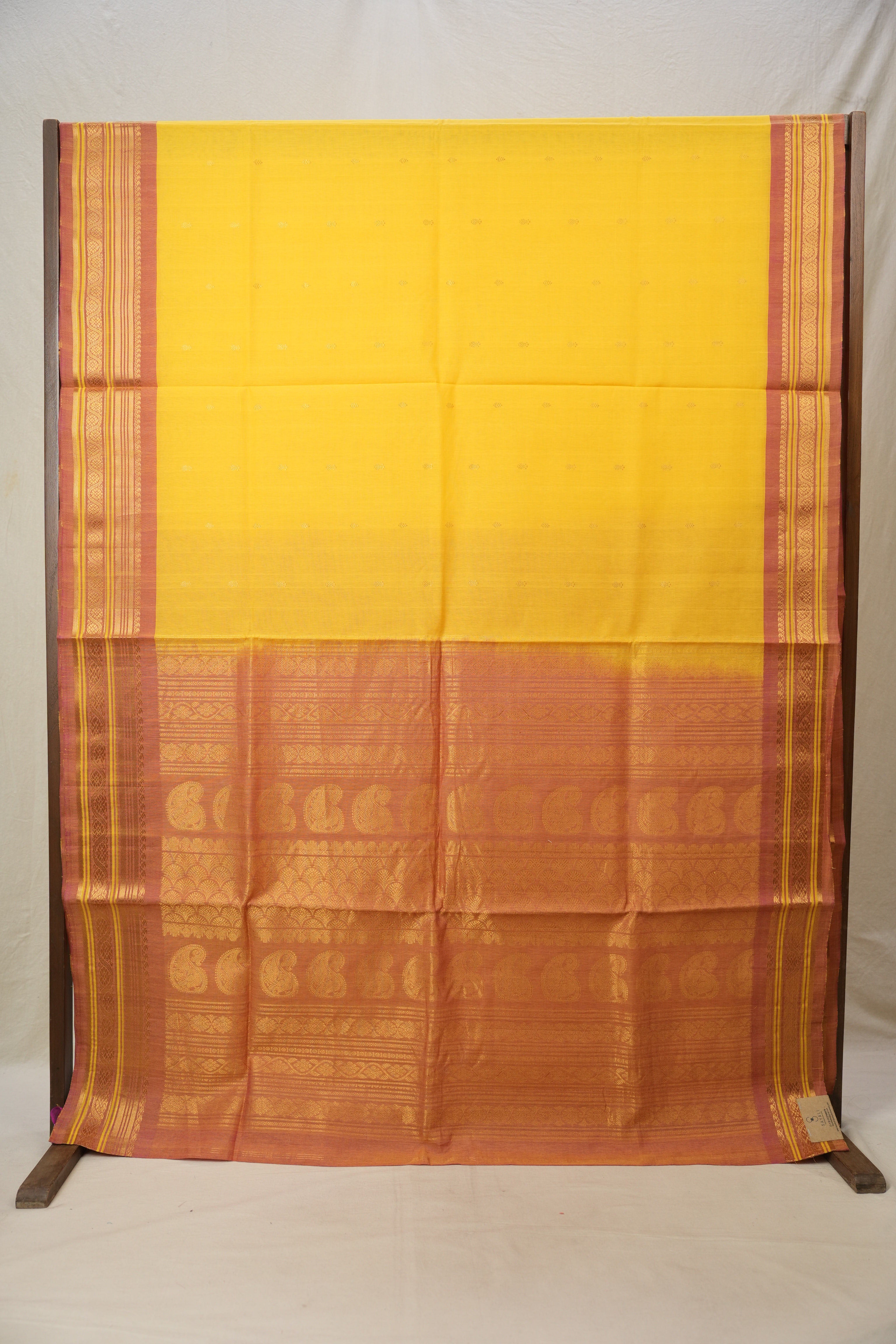 Mango Yellow Gadwal Cotton Silk Saree - SRMYGCSS133