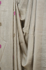 Beige Tissue Linen Jamdani Saree - SRBTLJS187