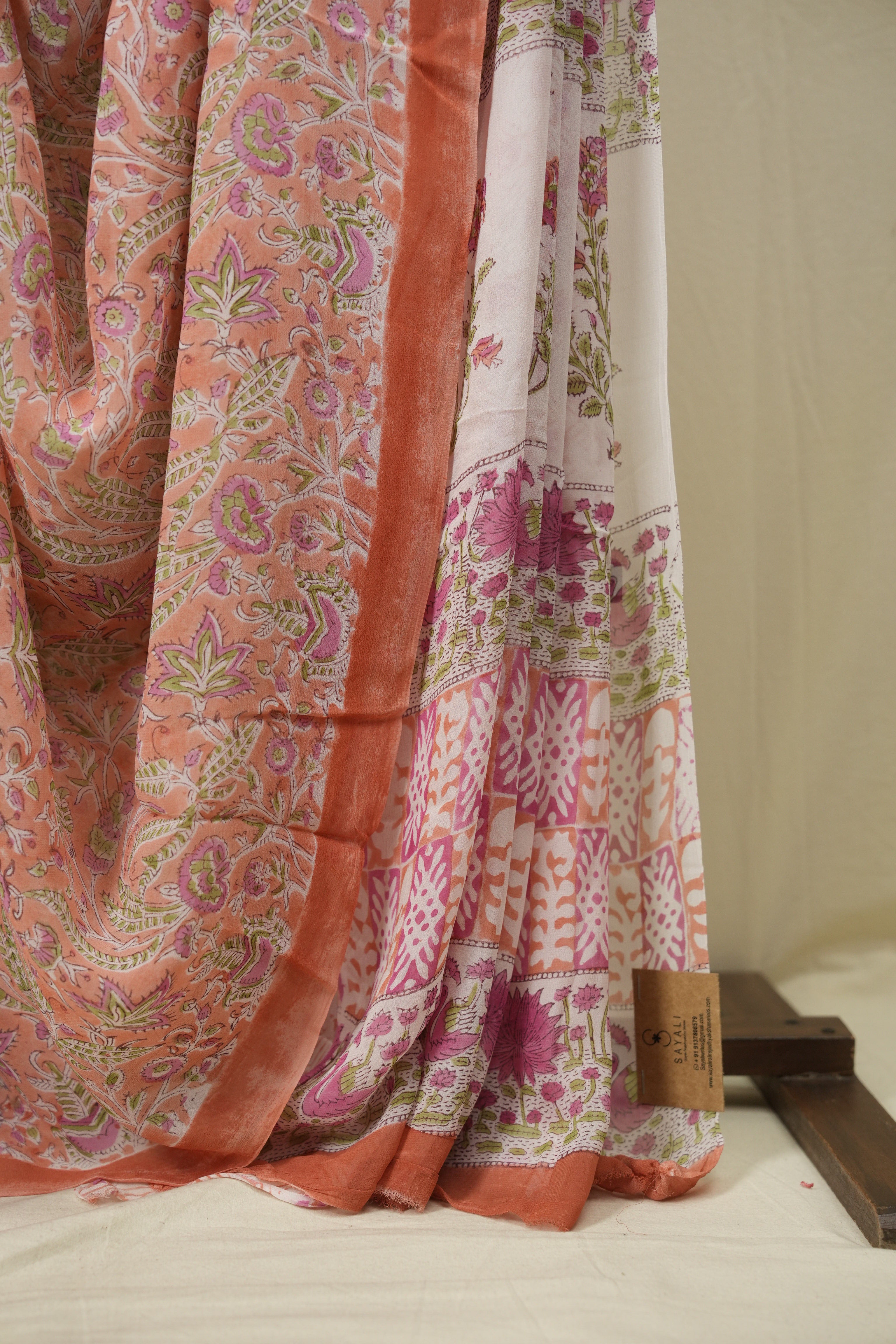Peach HBP Chiffon Saree - SRPHCS58