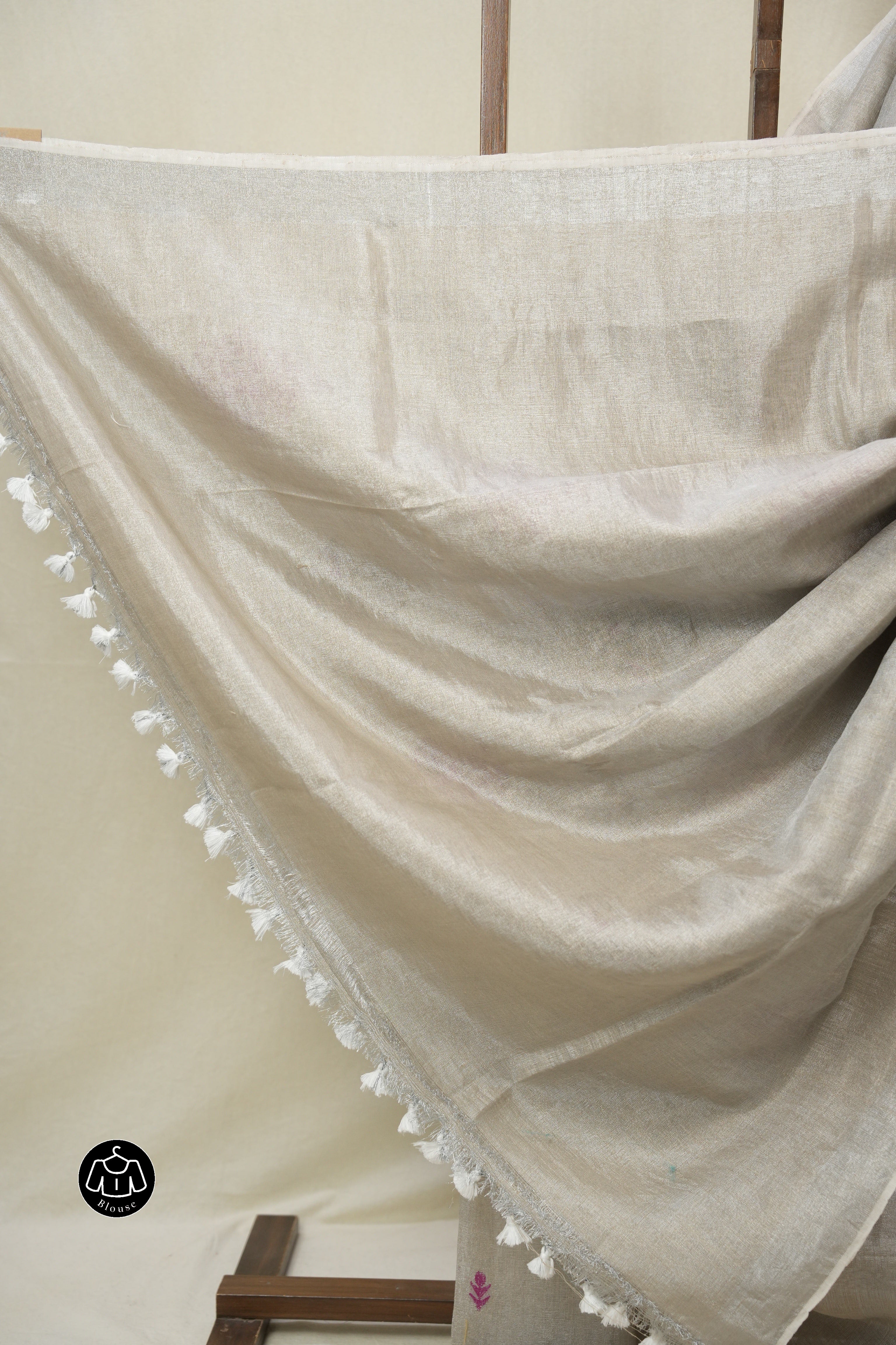Beige Tissue Linen Jamdani Saree - SRBTLJS187