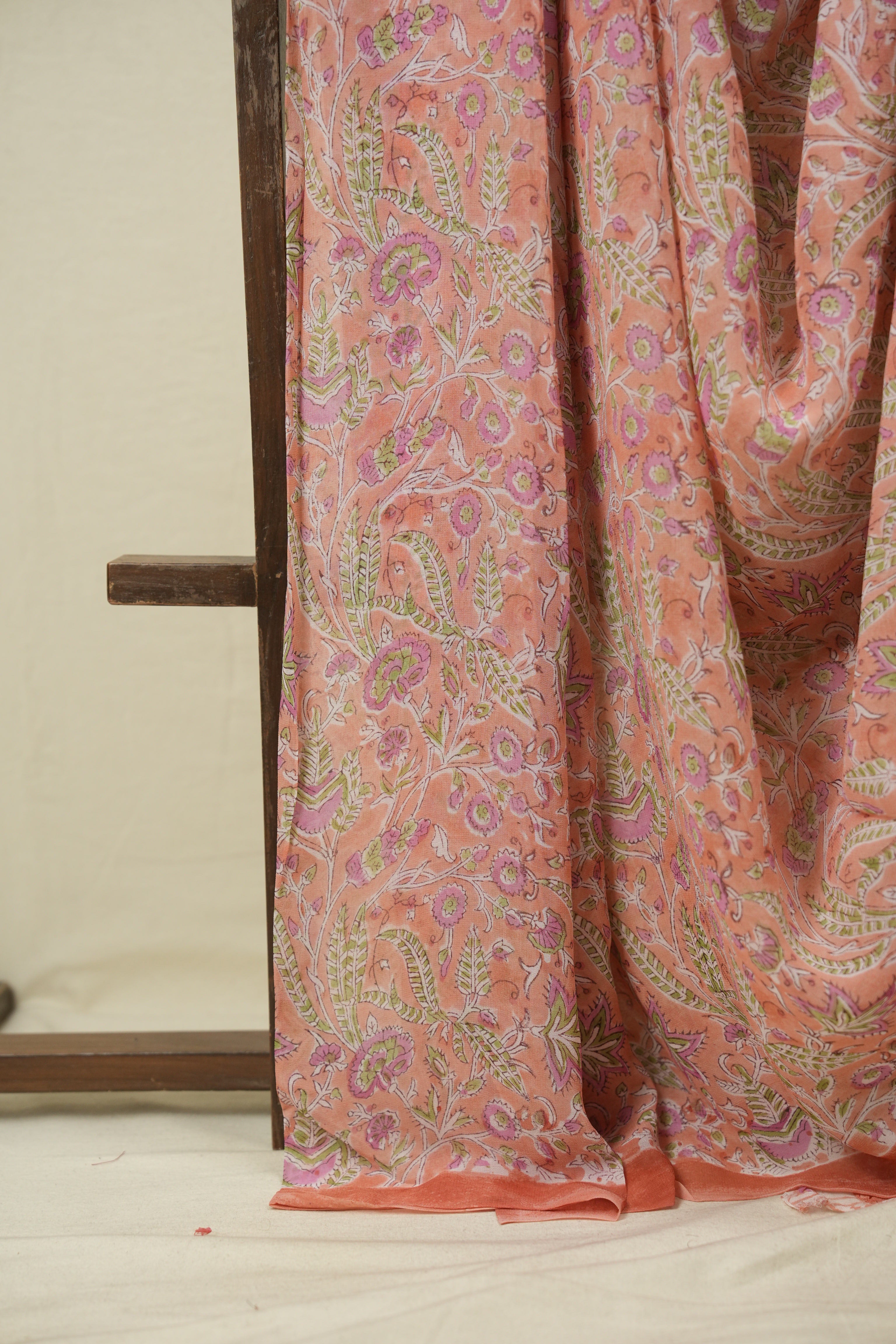 Peach HBP Chiffon Saree - SRPHCS58