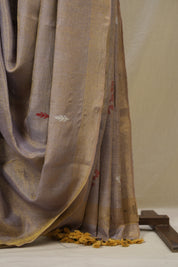 Lilac Tissue Linen Jamdani Saree - SRLTLJS188