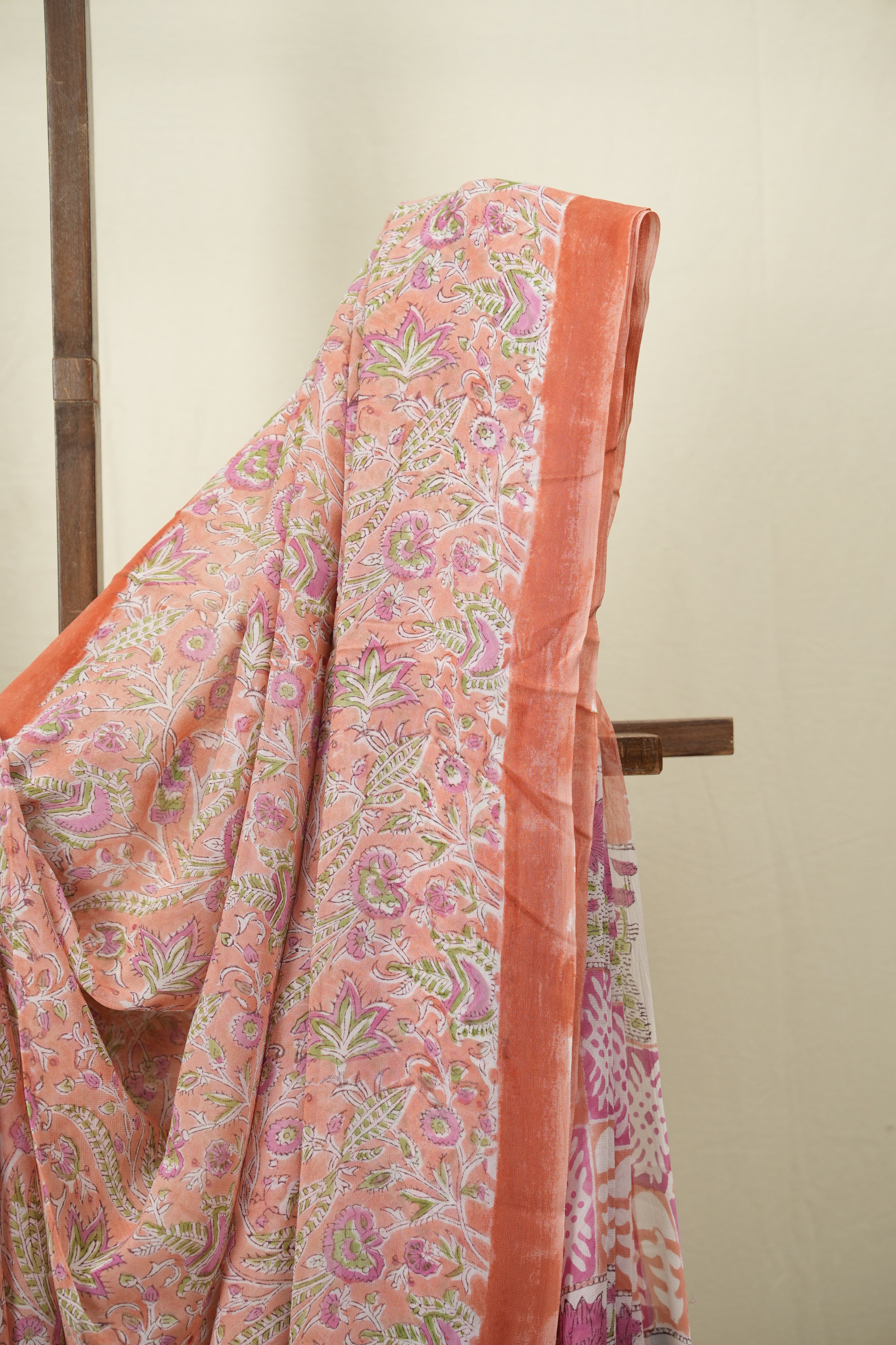 Peach HBP Chiffon Saree - SRPHCS58