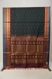 Deep Green Gadwal Cotton Silk Saree - SRDGGCSS176