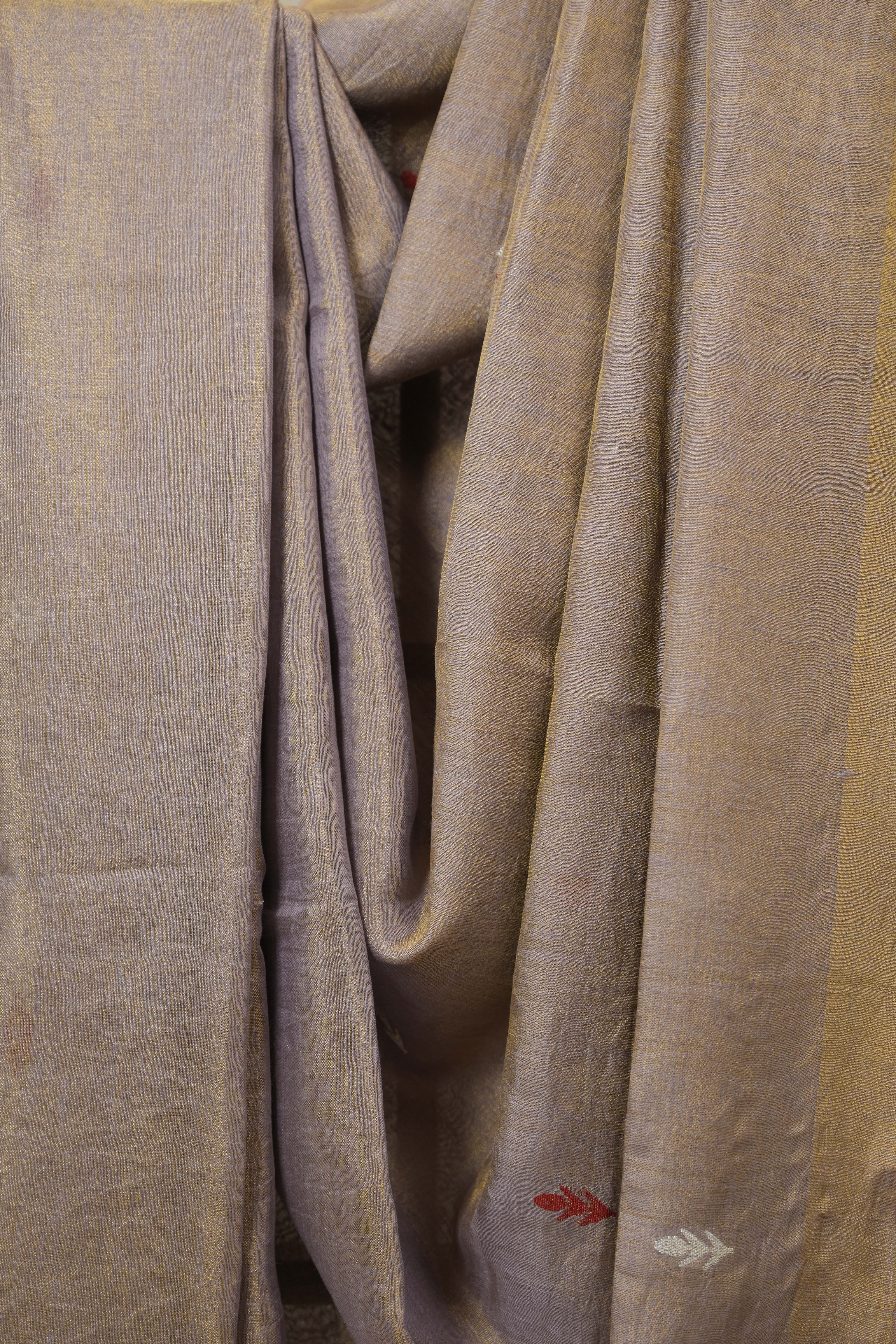 Lilac Tissue Linen Jamdani Saree - SRLTLJS188