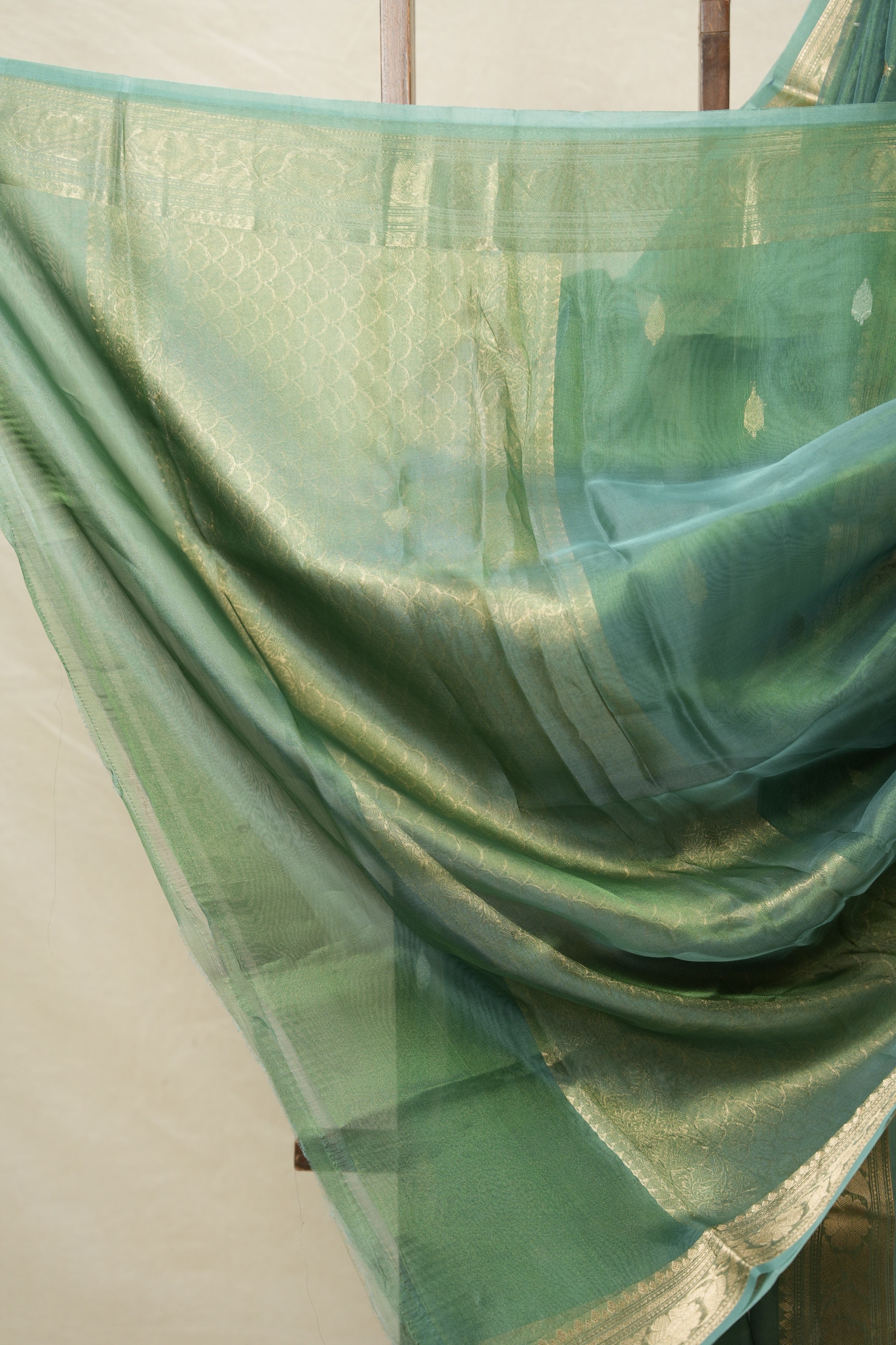 Mint Green Tissue Banarasi Silk Saree - SRMGTBSS34