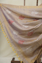 Lilac Tissue Linen Jamdani Saree - SRLTLJS188
