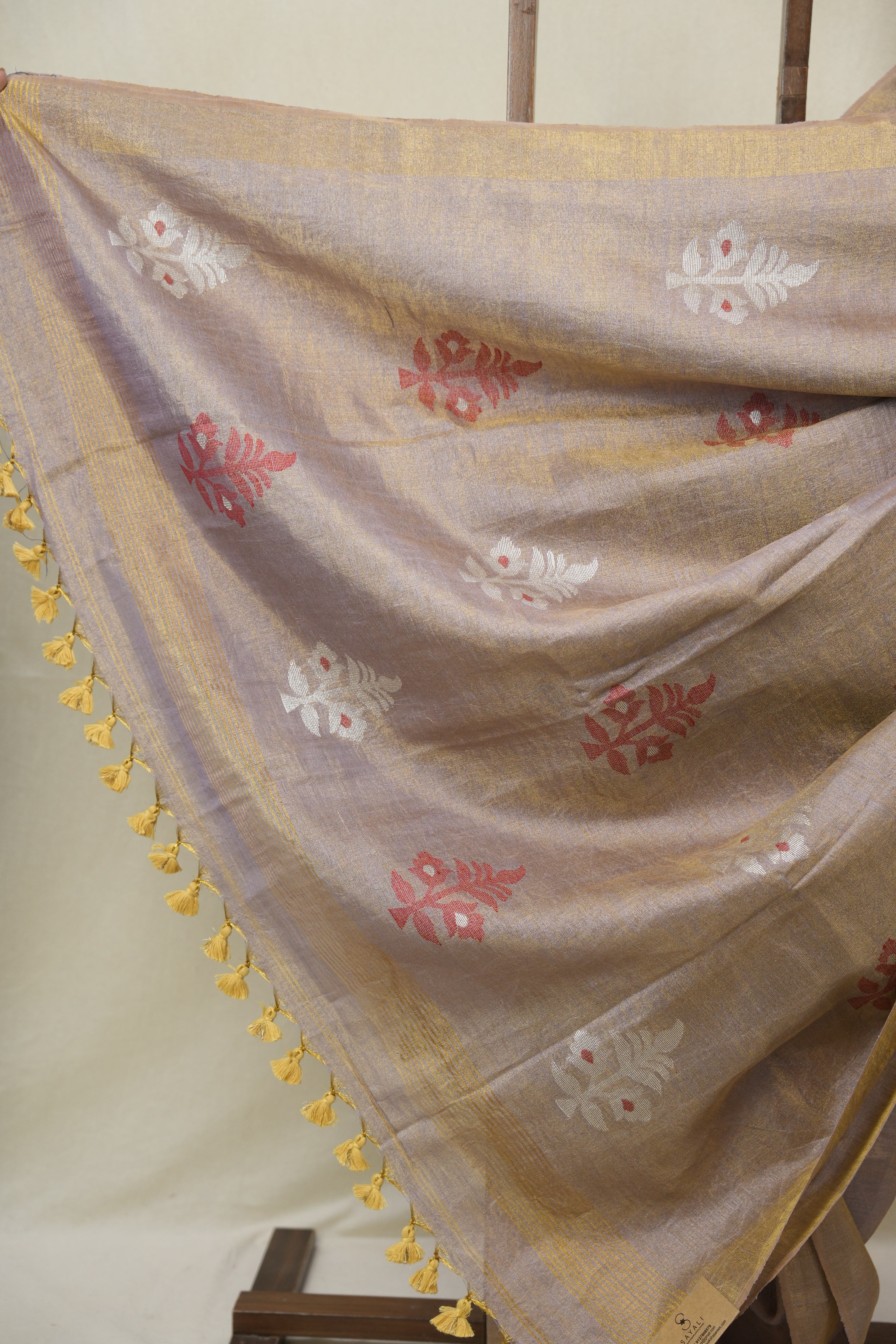 Lilac Tissue Linen Jamdani Saree - SRLTLJS188