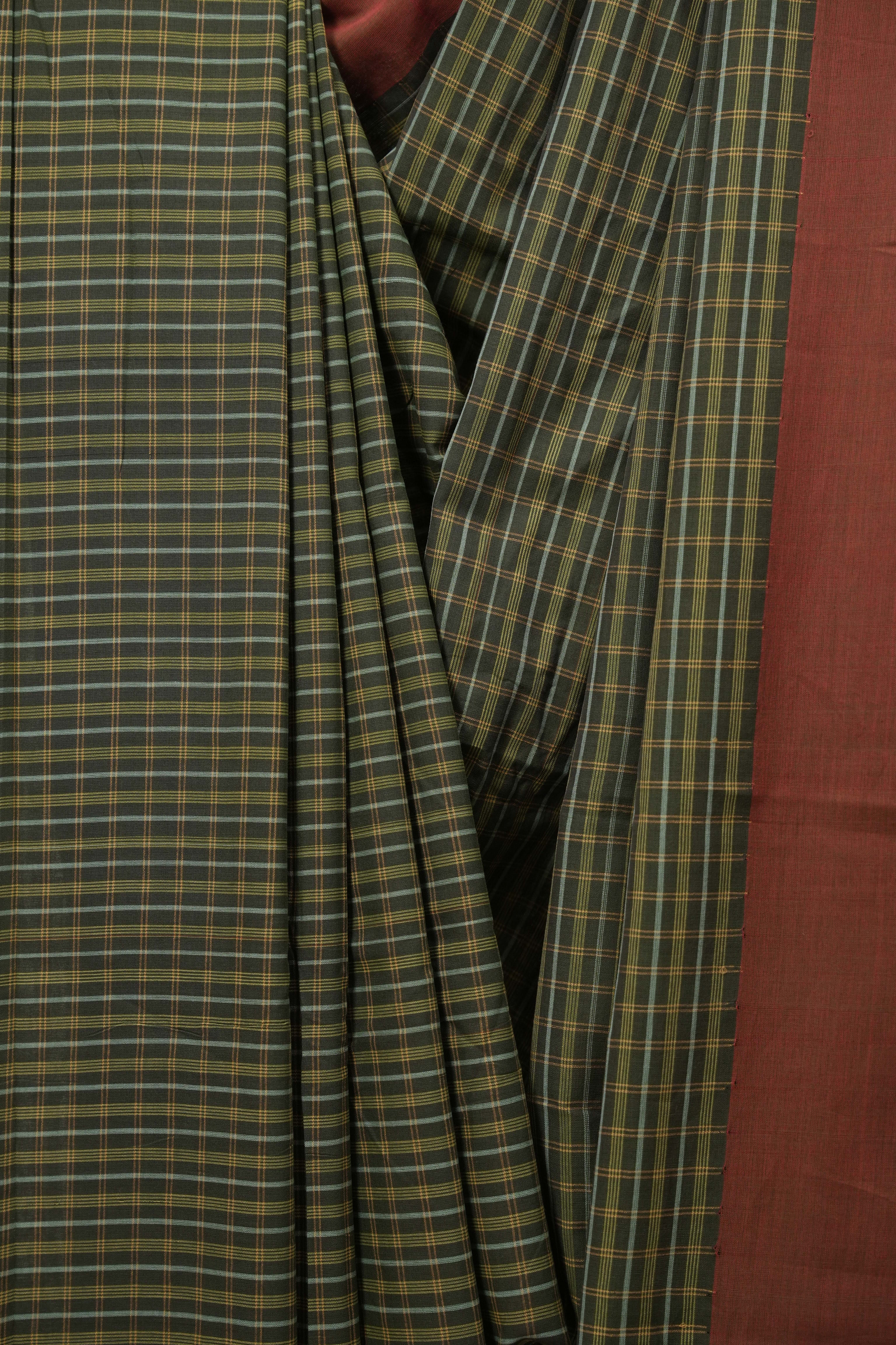Green Cotton IIkal Saree - SRGCIS1130