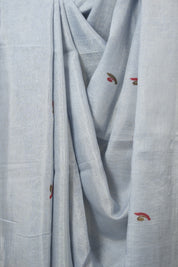 Powder Blue Tissue Linen Jamdani Saree - SRAGTLJS189
