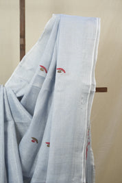 Powder Blue Tissue Linen Jamdani Saree - SRAGTLJS189