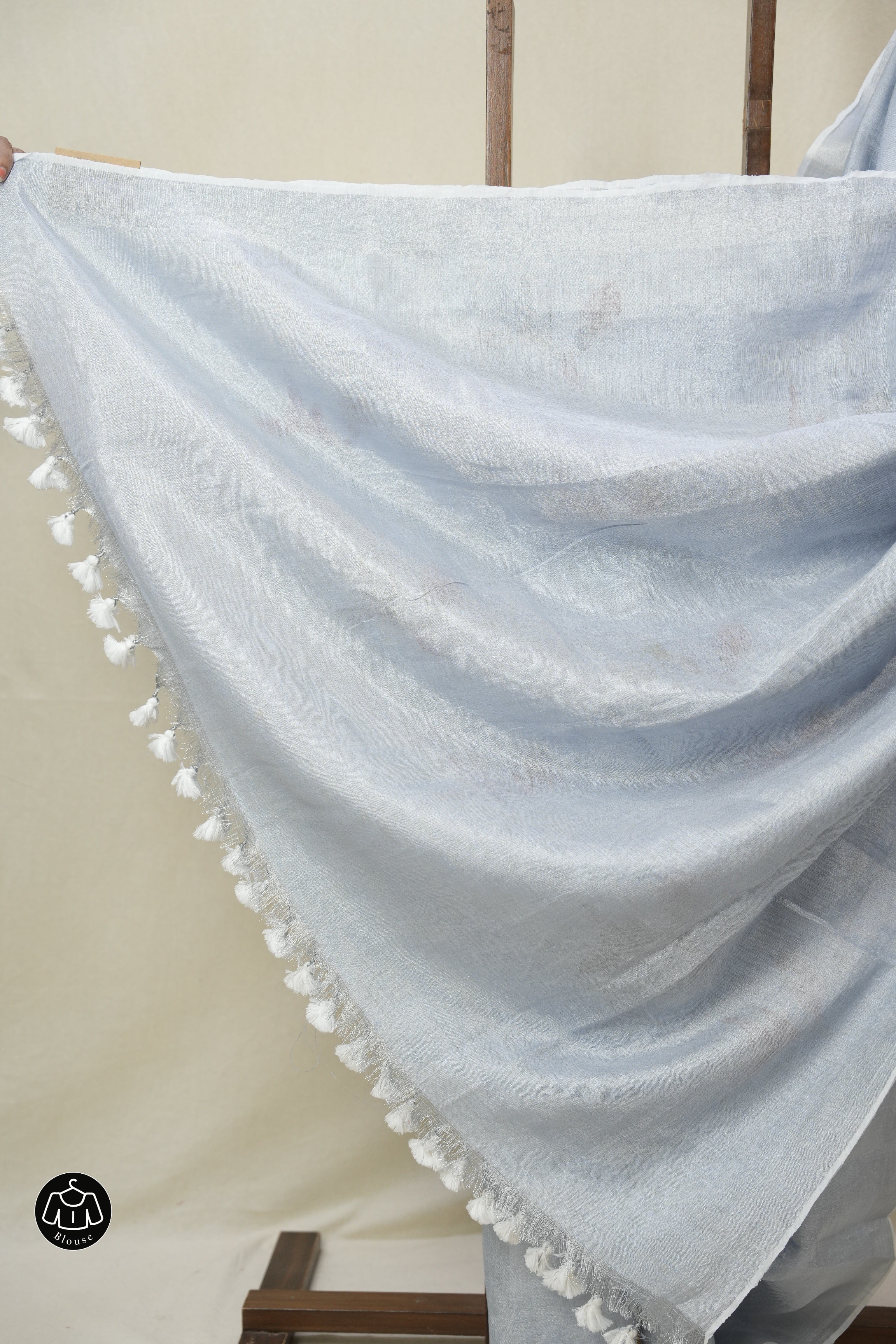 Powder Blue Tissue Linen Jamdani Saree - SRAGTLJS189