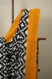 Black n White Pochampalli Cotton Ikat Saree - SRBNWPCIS584