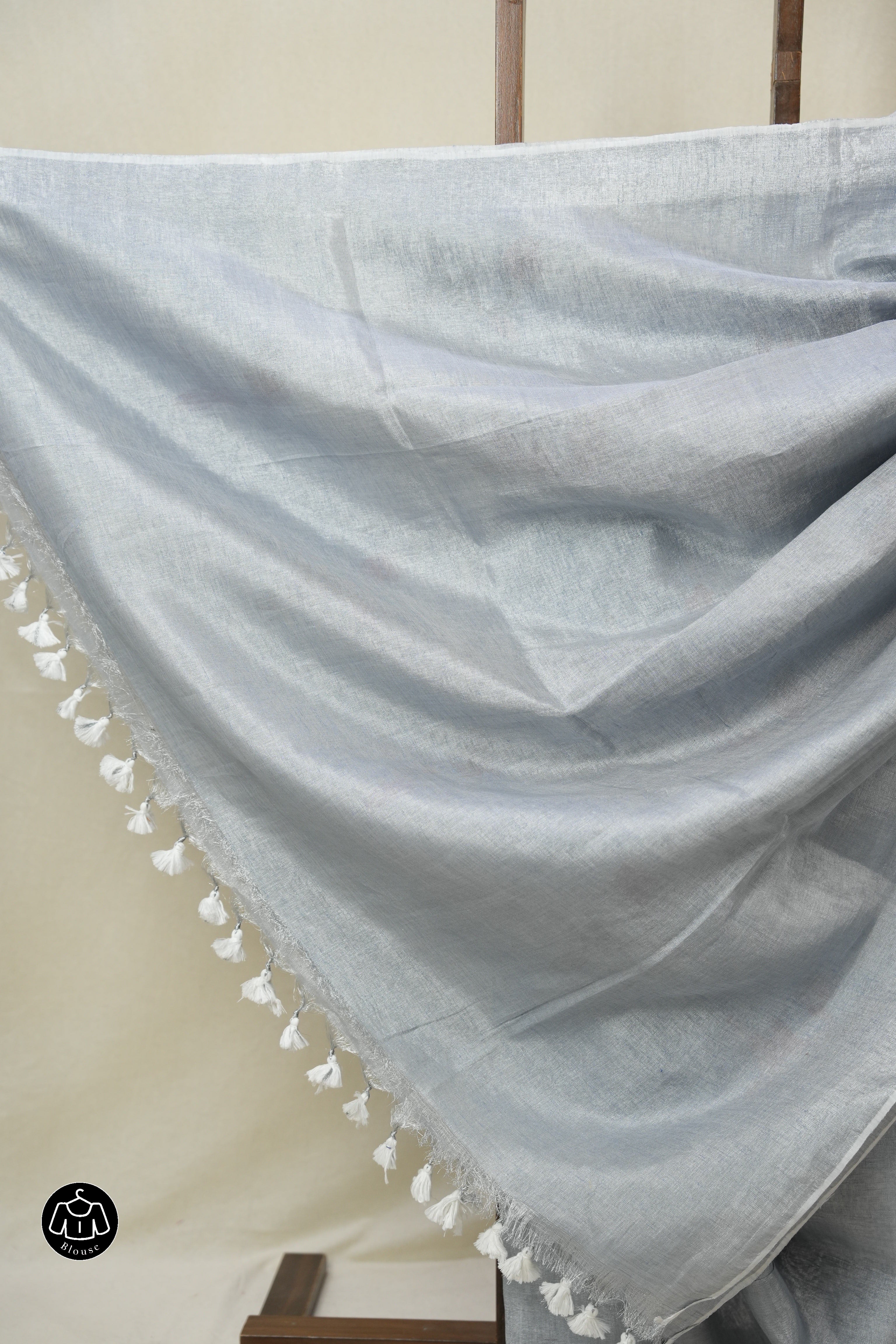 Ash grey Tissue Linen Jamdani Saree - SRAGTLJS186
