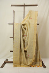 Gold Tissue Linen Jamdani Saree - SRGTLJS192