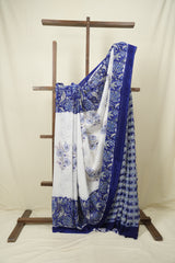 White HBP Chiffon Saree - SRWHCS54