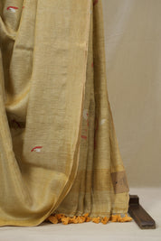 Gold Tissue Linen Jamdani Saree - SRGTLJS192