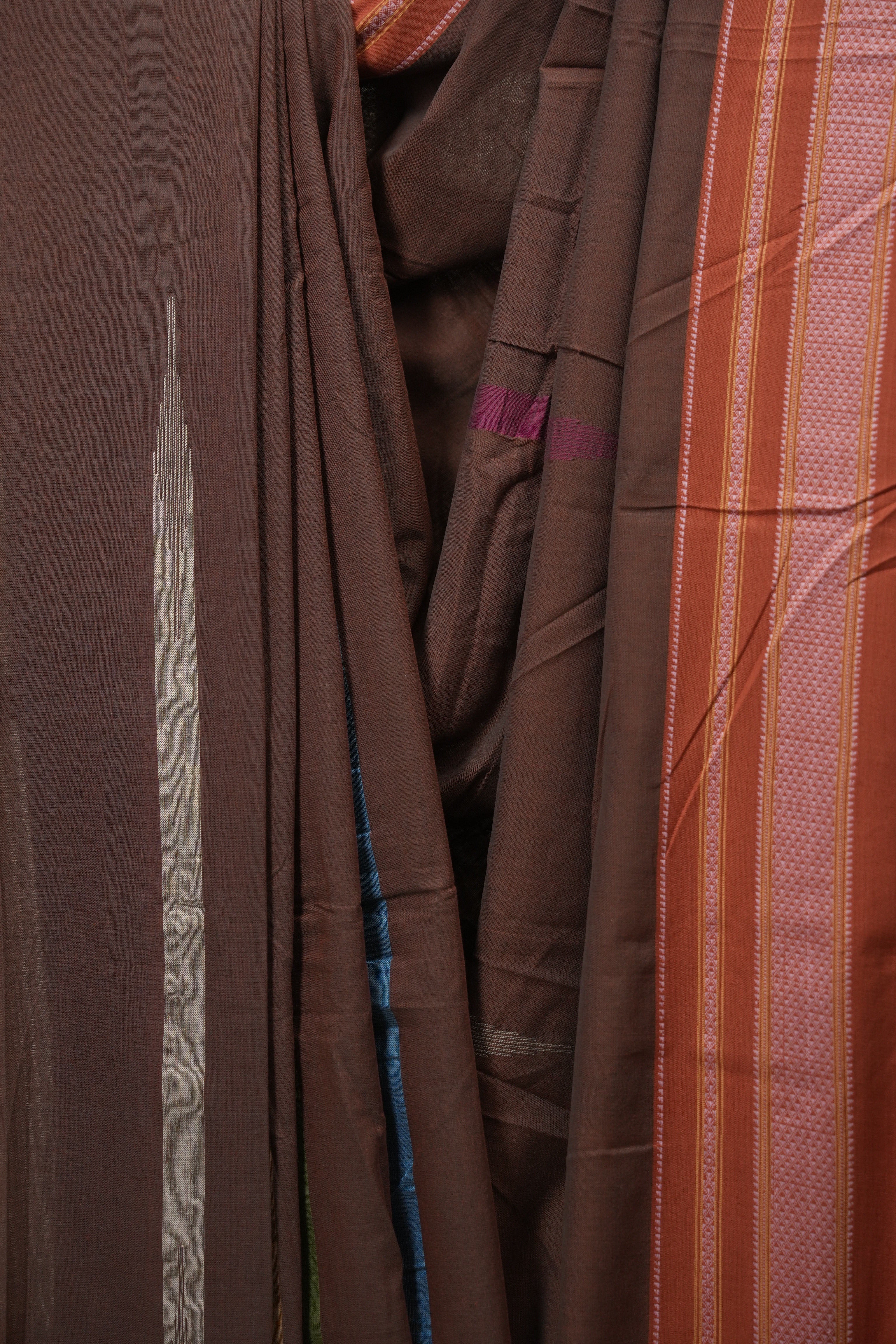 Brown Cotton IIkal Saree - SRBCIS1133