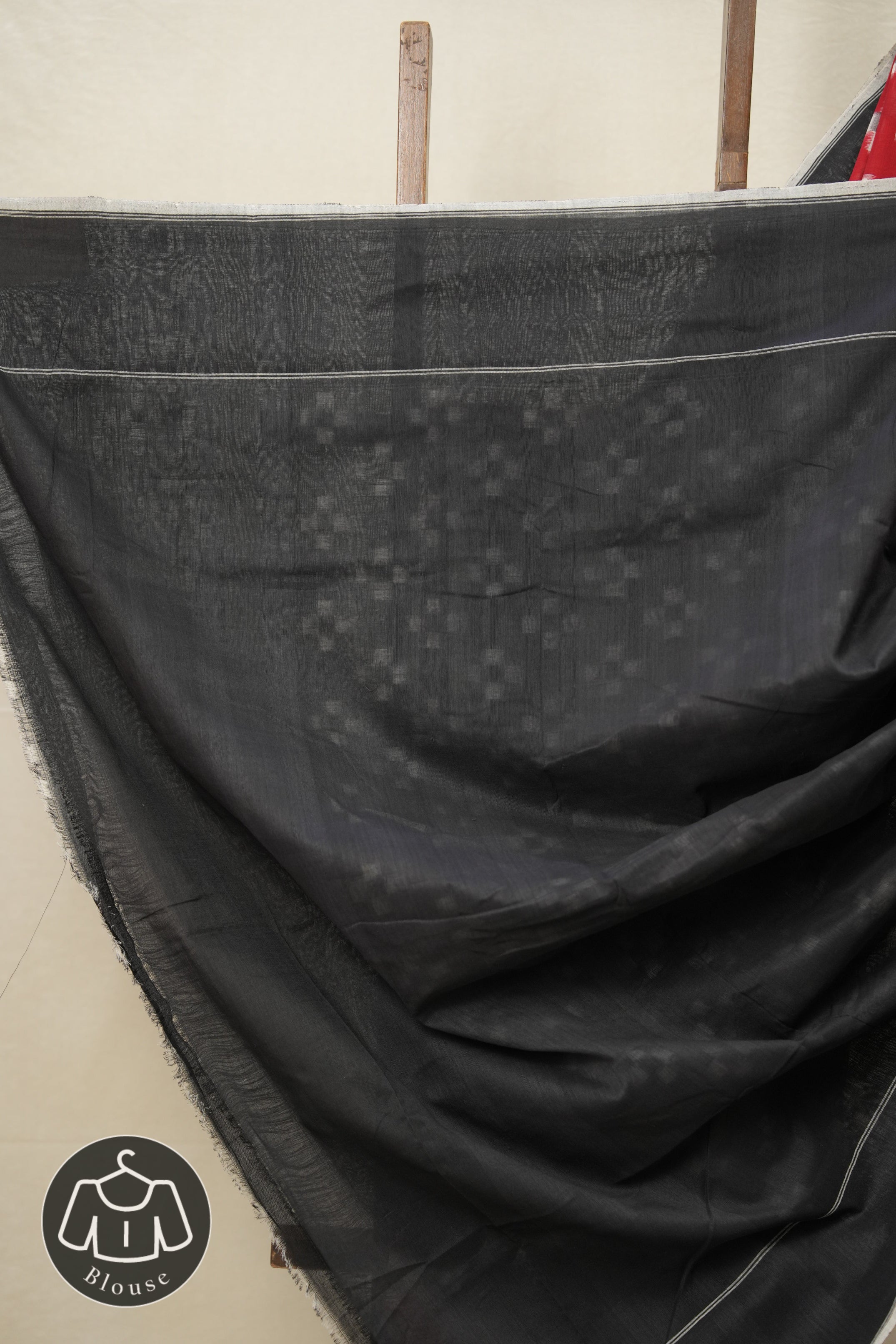 Red - Black Pochampalli Cotton Ikat Saree - SRRBPCIS583