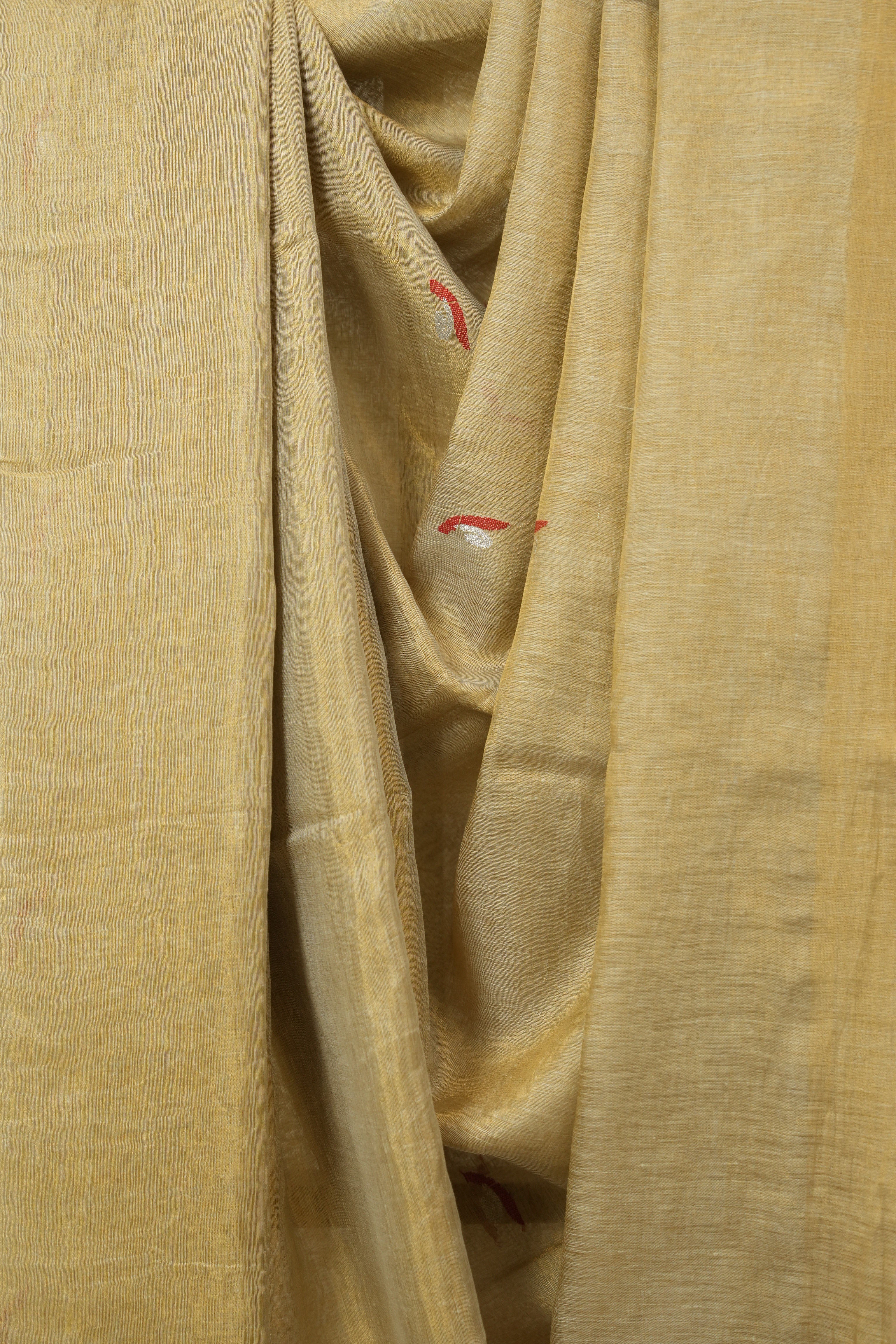 Gold Tissue Linen Jamdani Saree - SRGTLJS192