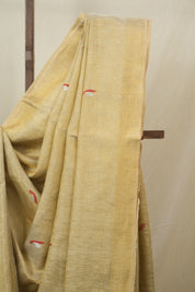 Gold Tissue Linen Jamdani Saree - SRGTLJS192