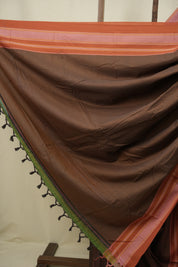 Brown Cotton IIkal Saree - SRBCIS1133
