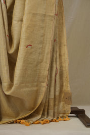 Gold Tissue Linen Jamdani Saree - SRGTLJS191