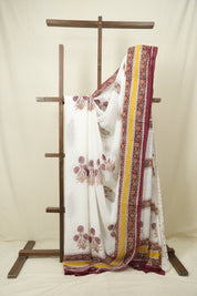 White HBP Chiffon Saree - SRWHCS55