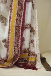 White HBP Chiffon Saree - SRWHCS55