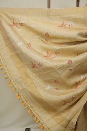 Gold Tissue Linen Jamdani Saree - SRGTLJS191