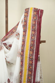 White HBP Chiffon Saree - SRWHCS55
