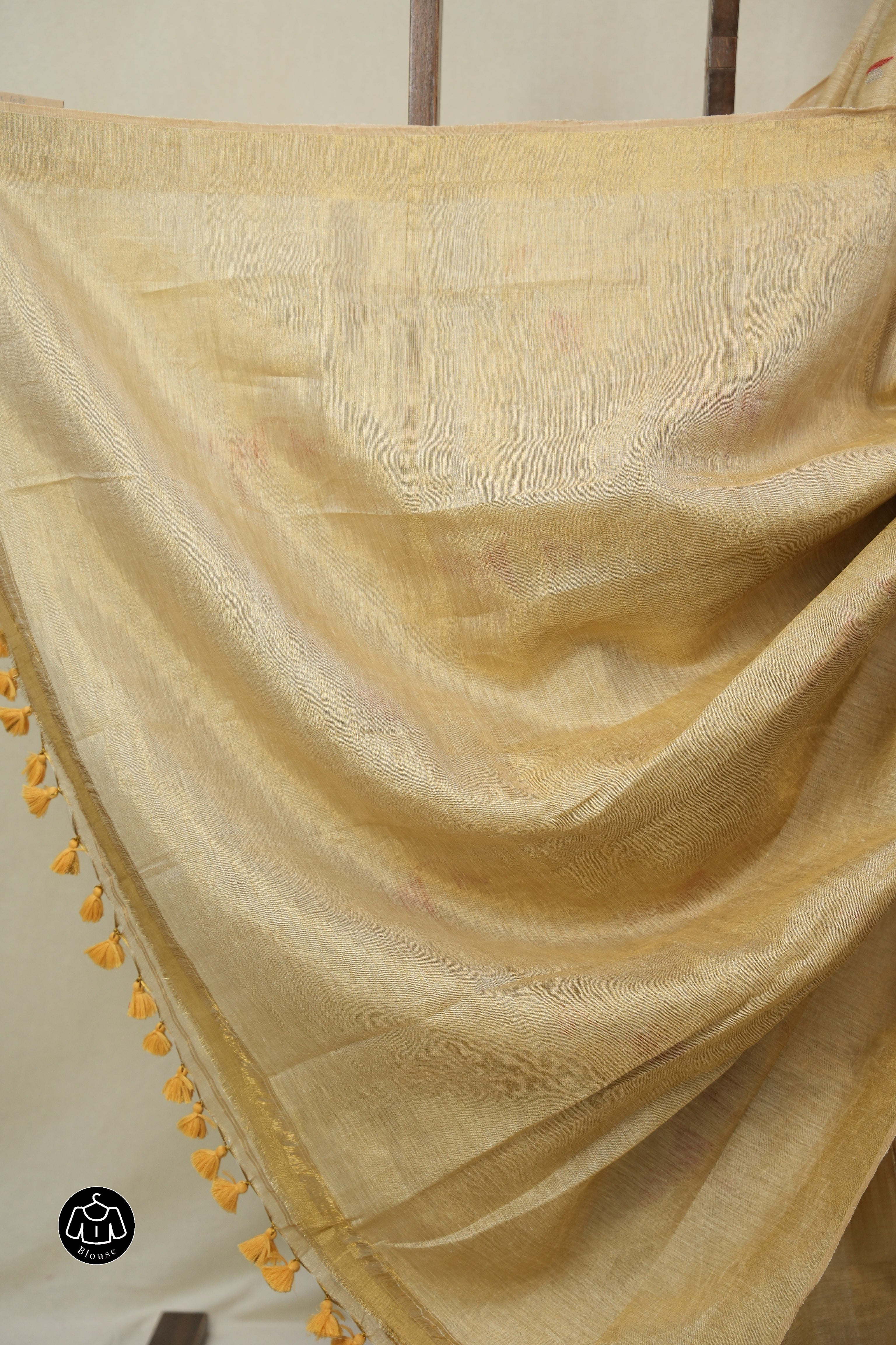 Gold Tissue Linen Jamdani Saree - SRGTLJS191
