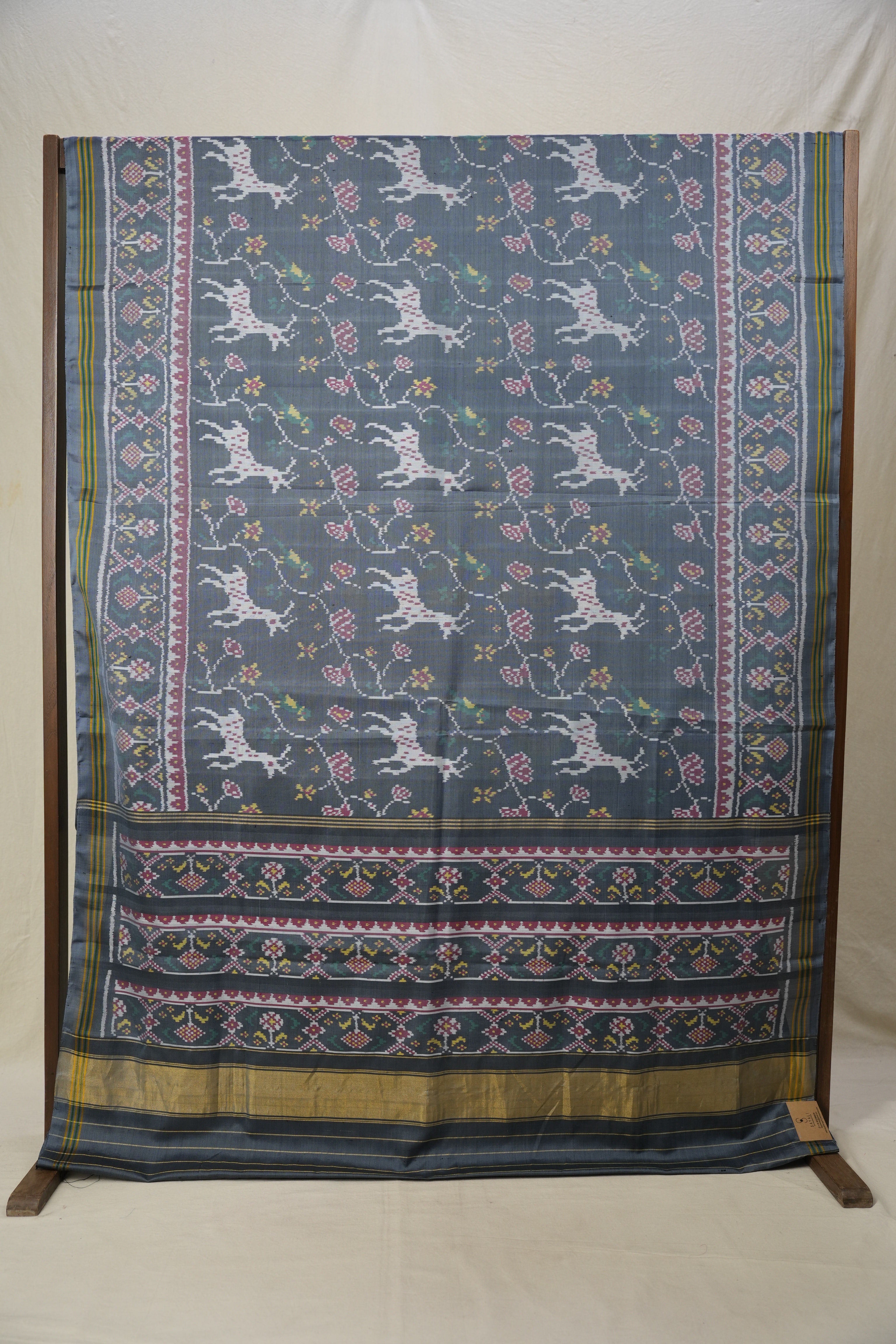 Metallic Grey  Rajkot Patola Silk Saree - SRMGRPSS538