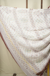 White HBP Chiffon Saree - SRWHCS55