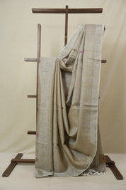 Beige Brown Tissue Linen Jamdani Saree - SRBBTLJS190