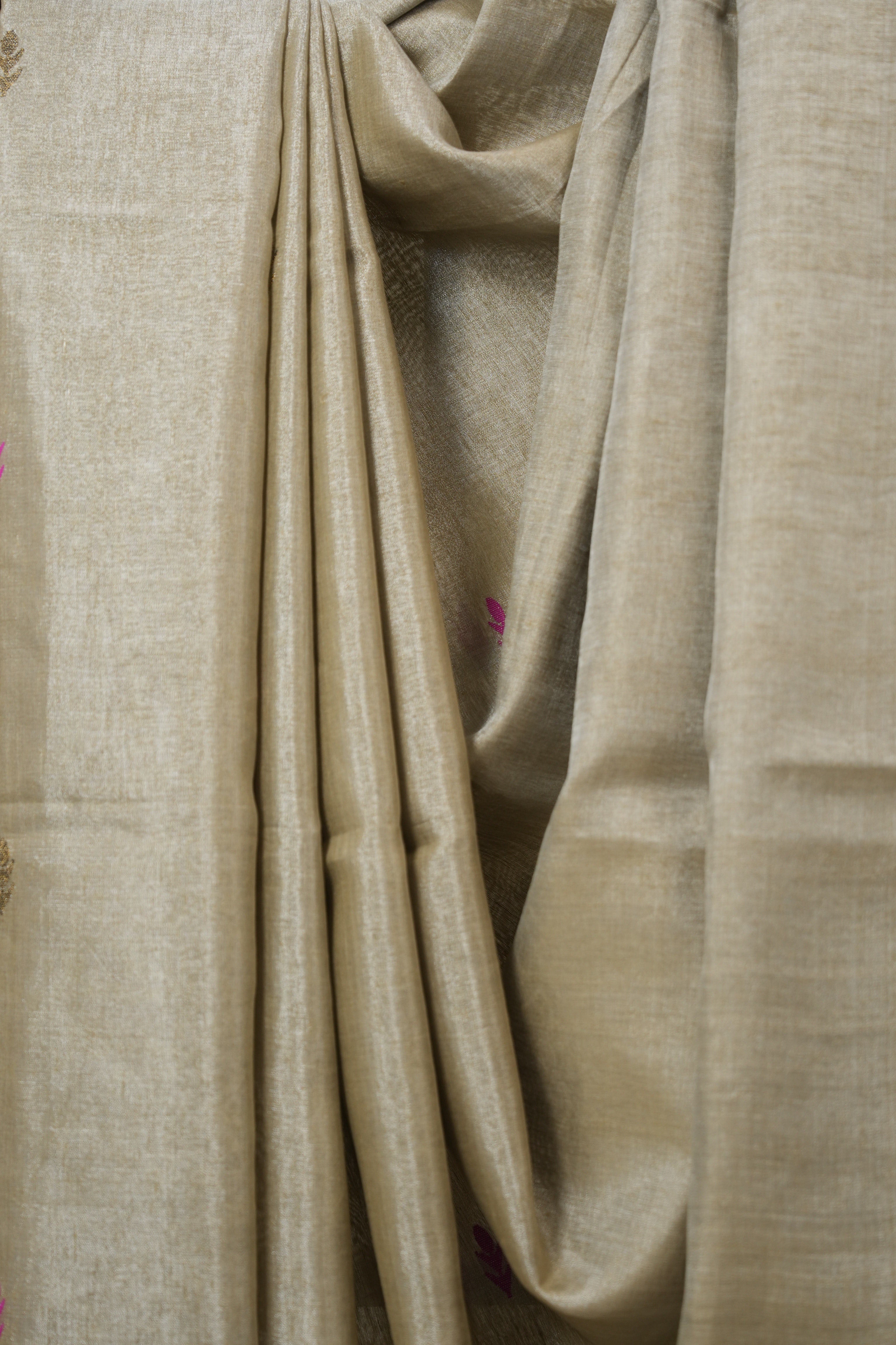 Beige Brown Tissue Linen Jamdani Saree - SRBBTLJS190