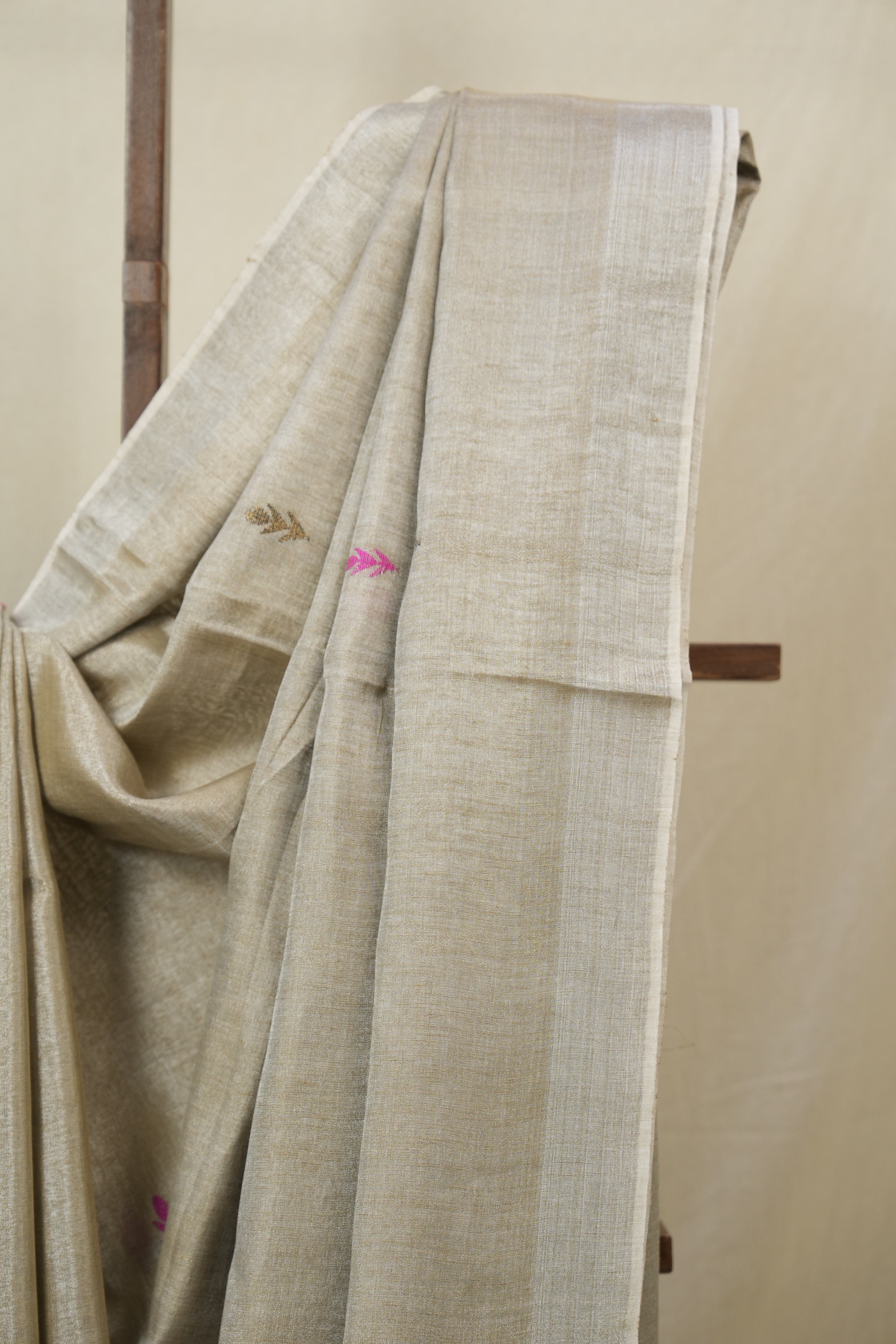 Beige Brown Tissue Linen Jamdani Saree - SRBBTLJS190