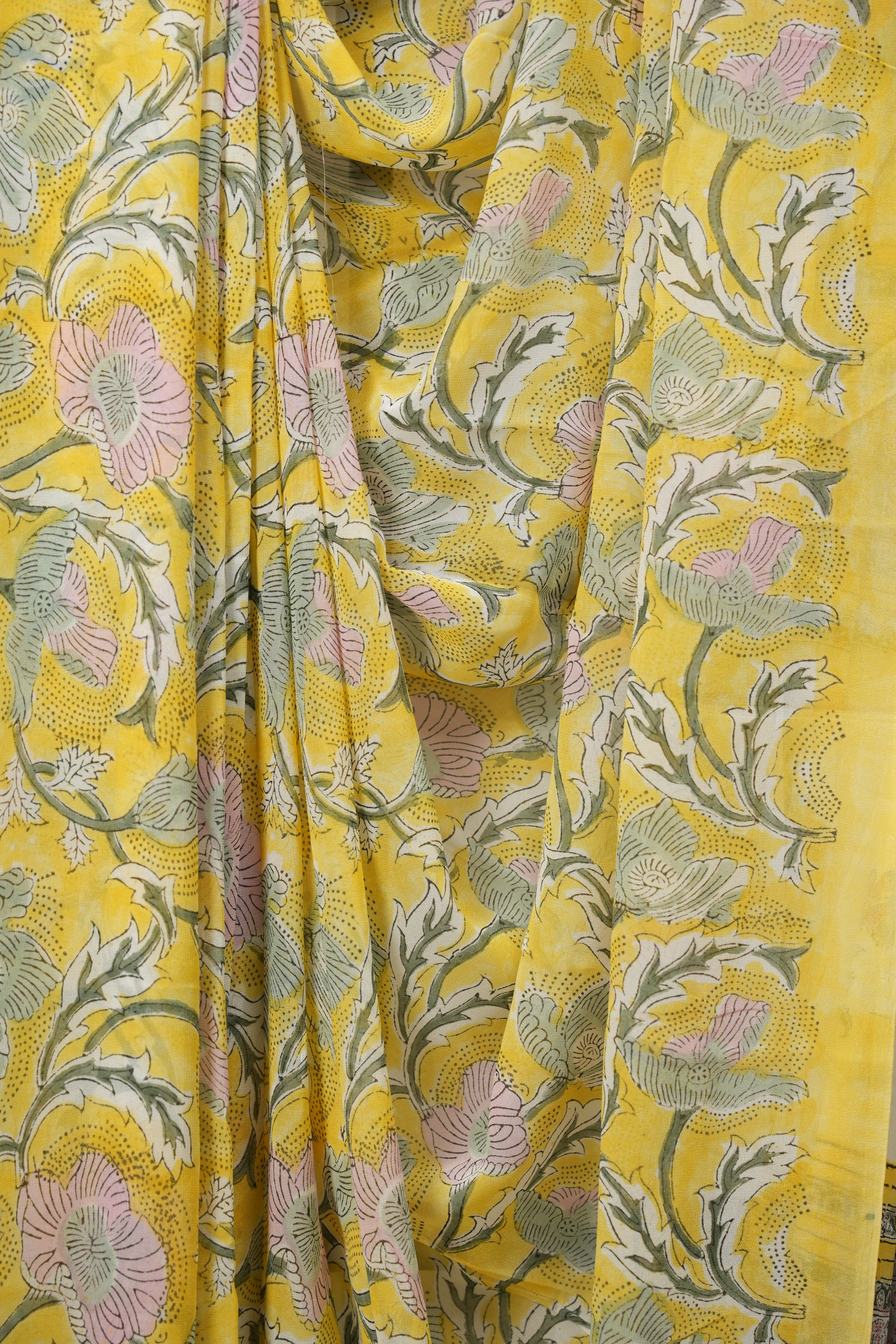 Yellow HBP Chiffon Saree - SRYHCS48