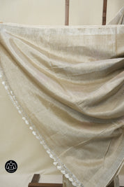 Beige Brown Tissue Linen Jamdani Saree - SRBBTLJS190