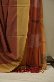 Rust Cotton IIkal Saree - SRRCIS1122