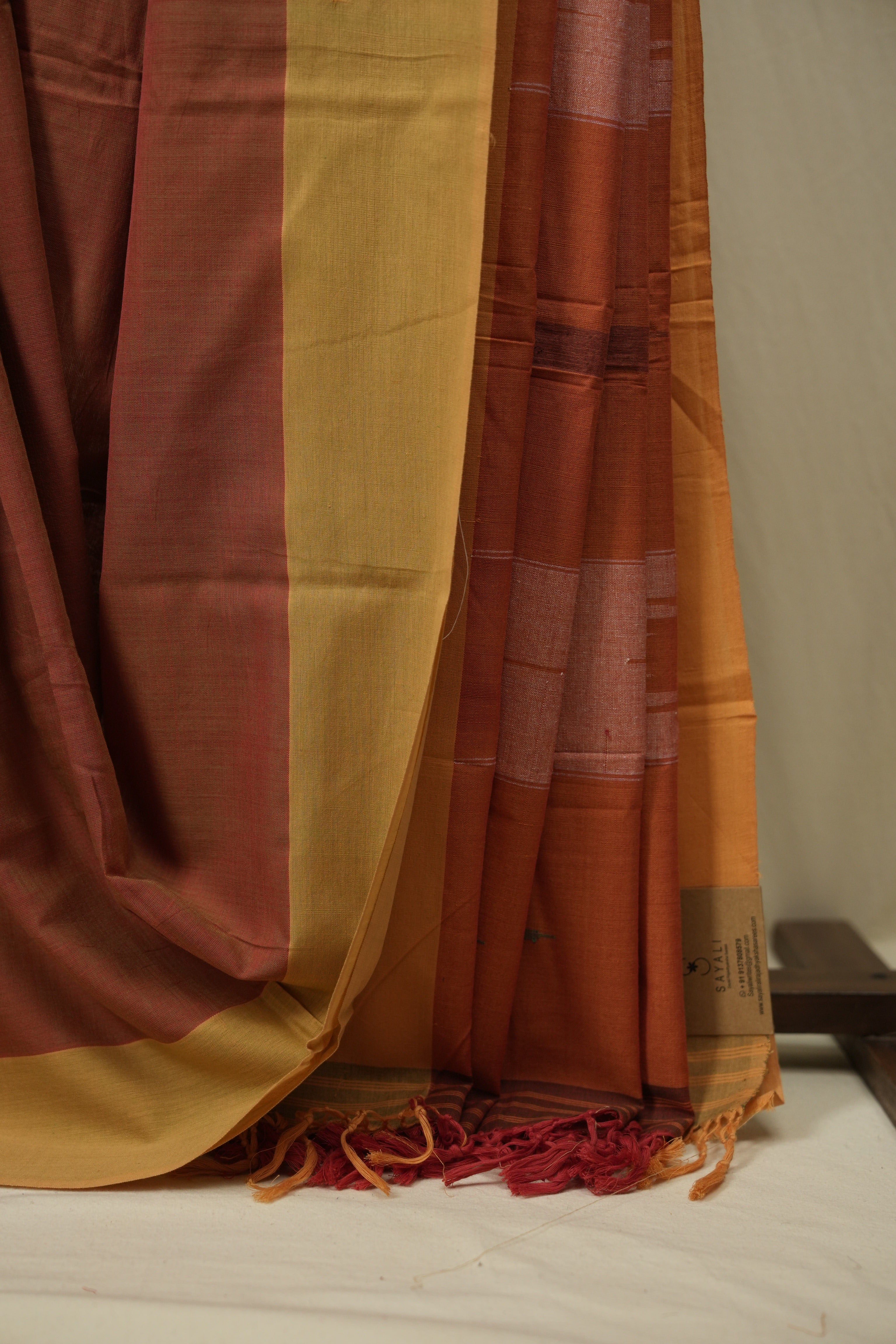 Rust Cotton IIkal Saree - SRRCIS1122