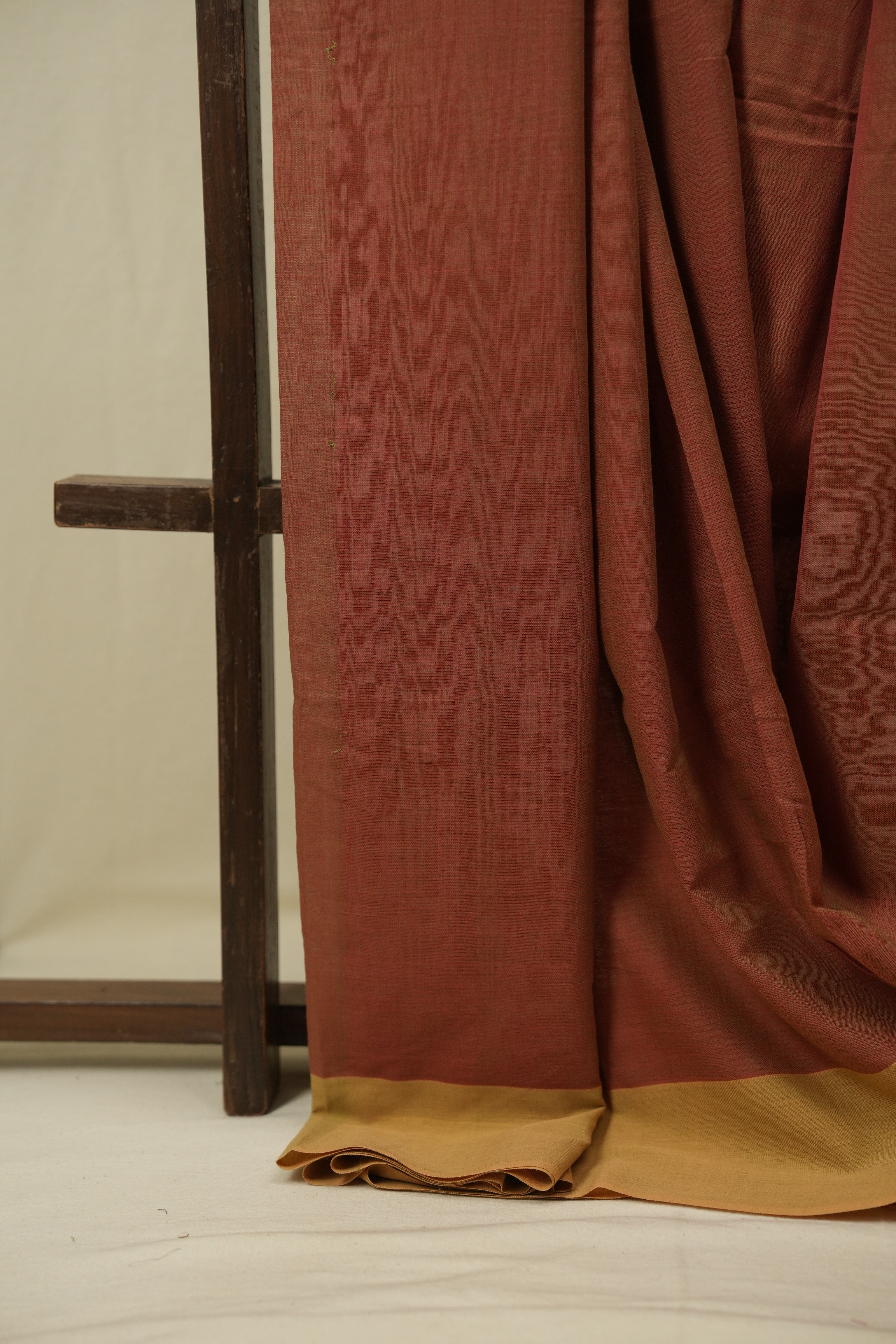 Rust Cotton IIkal Saree - SRRCIS1122