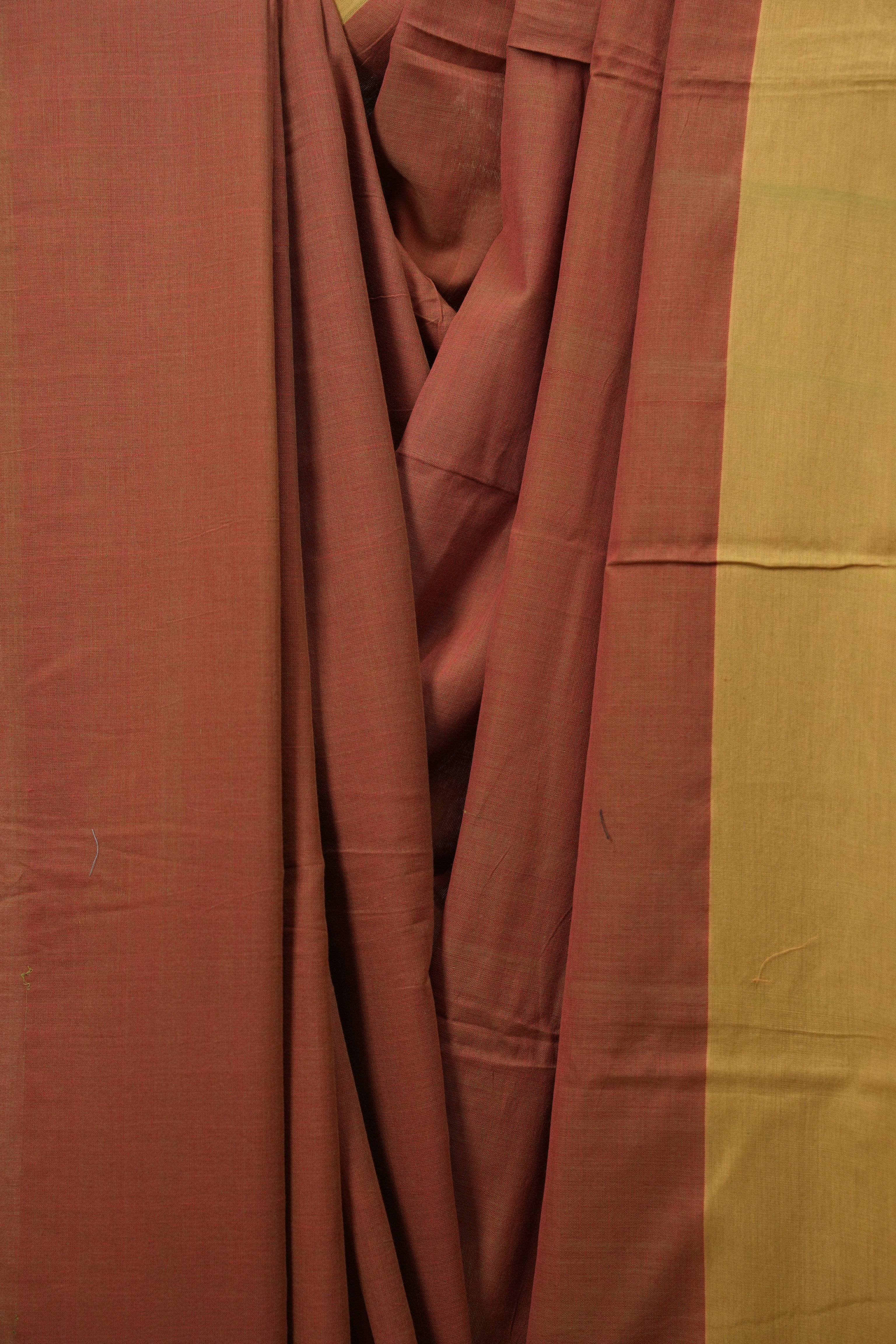 Rust Cotton IIkal Saree - SRRCIS1122