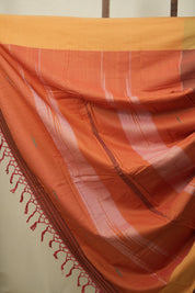 Rust Cotton IIkal Saree - SRRCIS1122