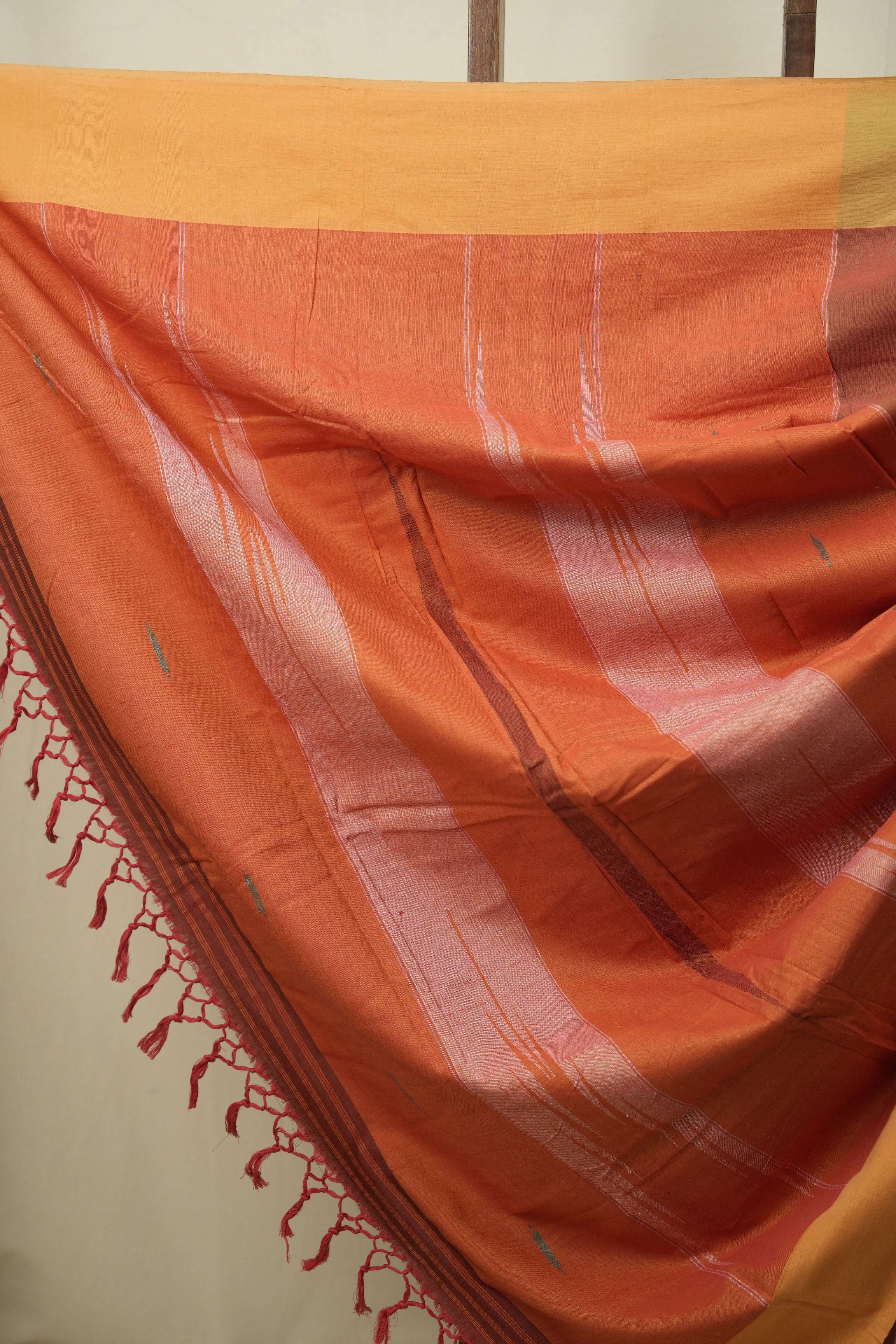 Rust Cotton IIkal Saree - SRRCIS1122