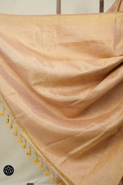 Peach  Tissue Linen Jamdani Saree - SRPTLJS180