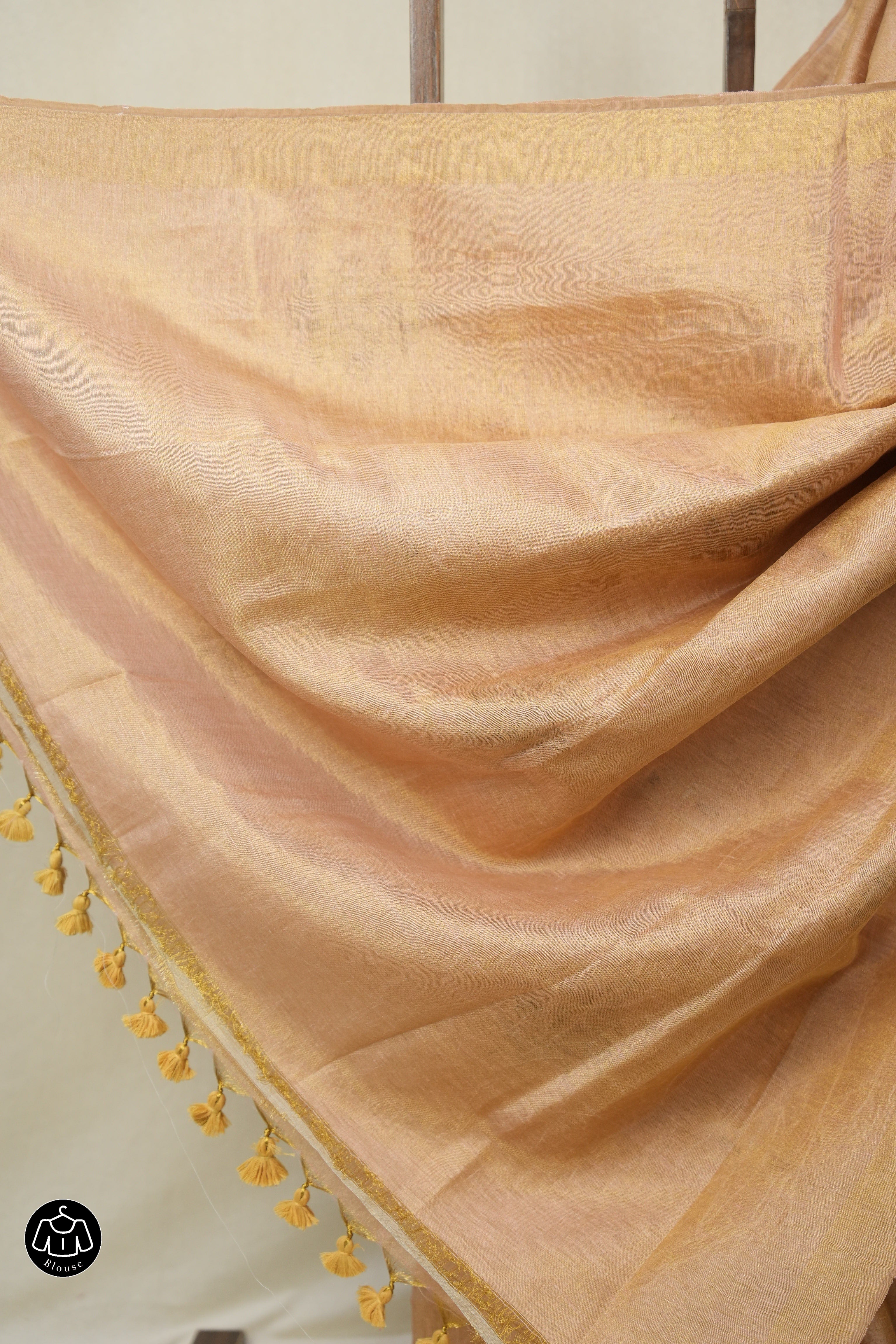 Peach  Tissue Linen Jamdani Saree - SRPTLJS180