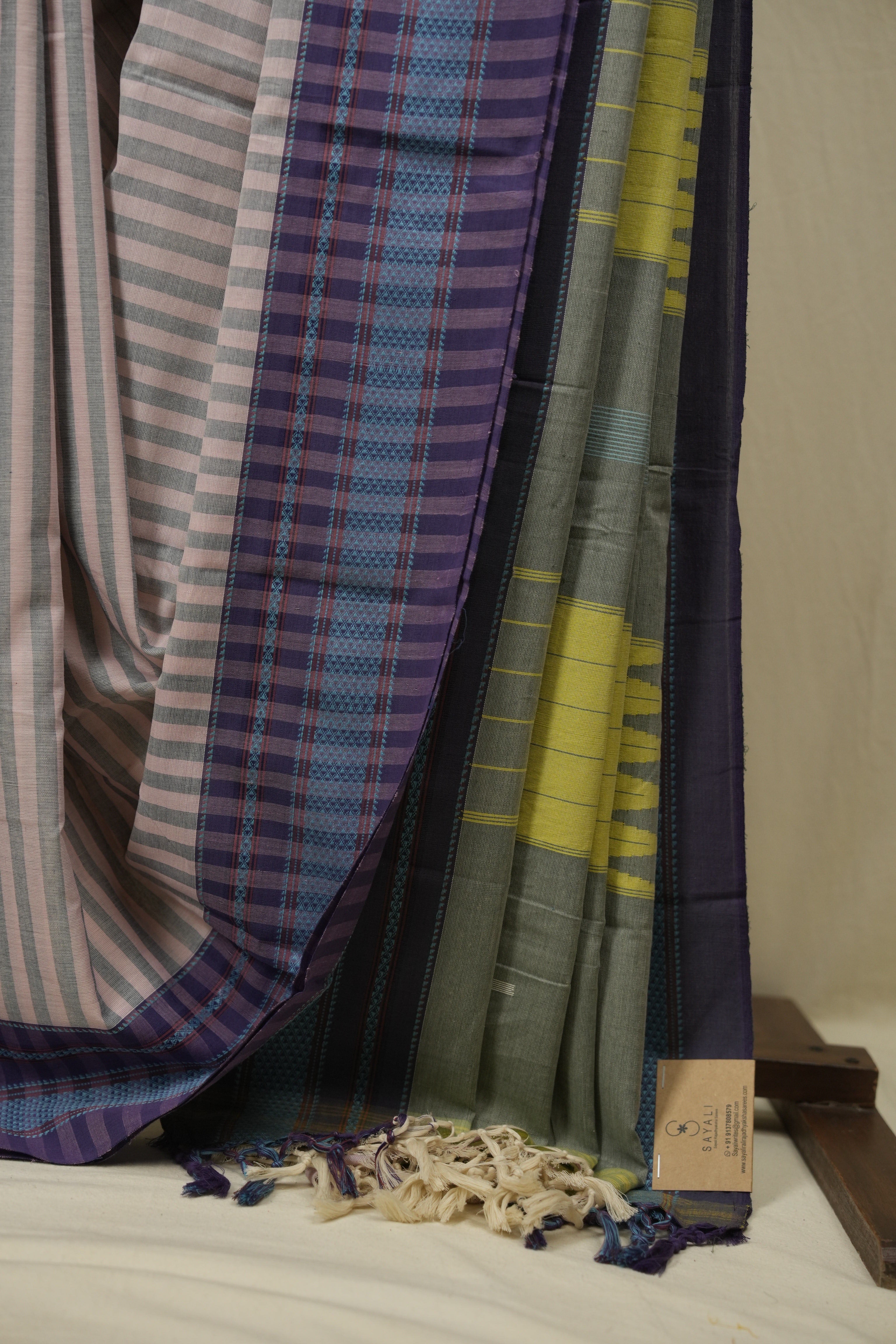 Pink- Grey Cotton IIkal Saree - SRPGCIS1114