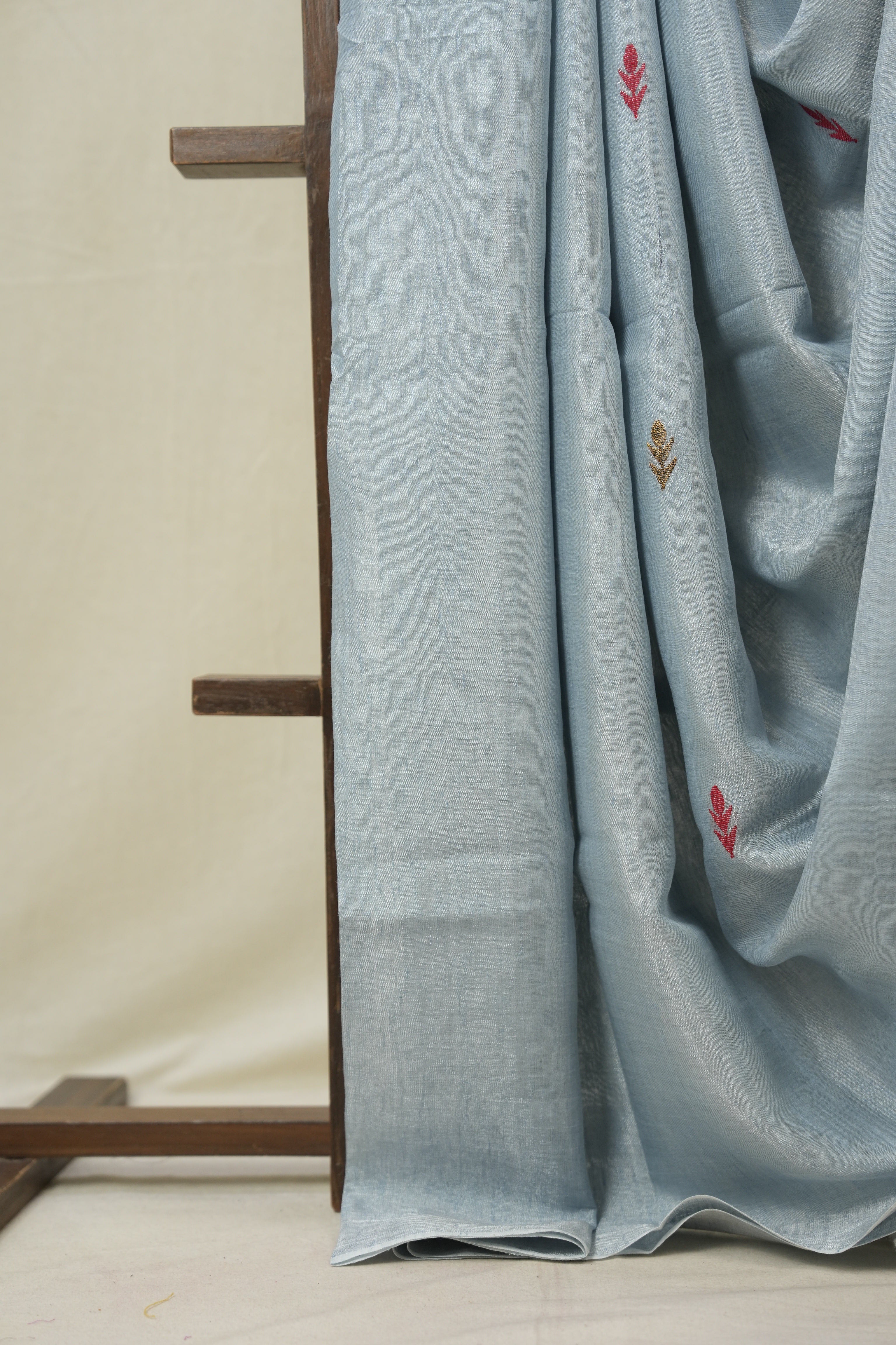 Light Blue Tissue Linen Jamdani Saree - SRLGTLJS181